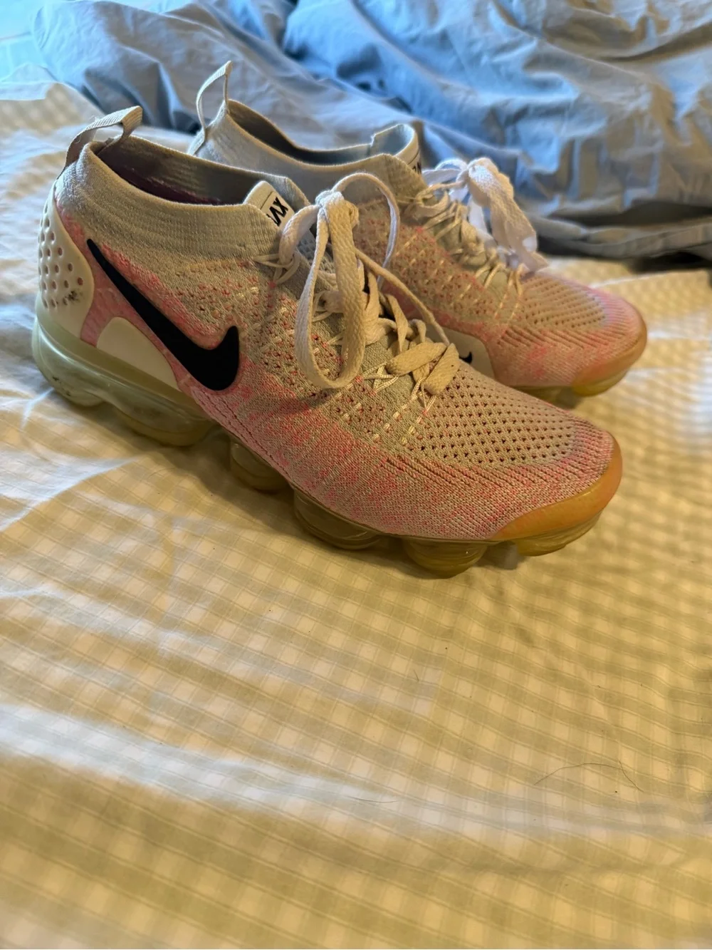 Nike Women’s Pink Cream Flyknit VaporMax Sneakers